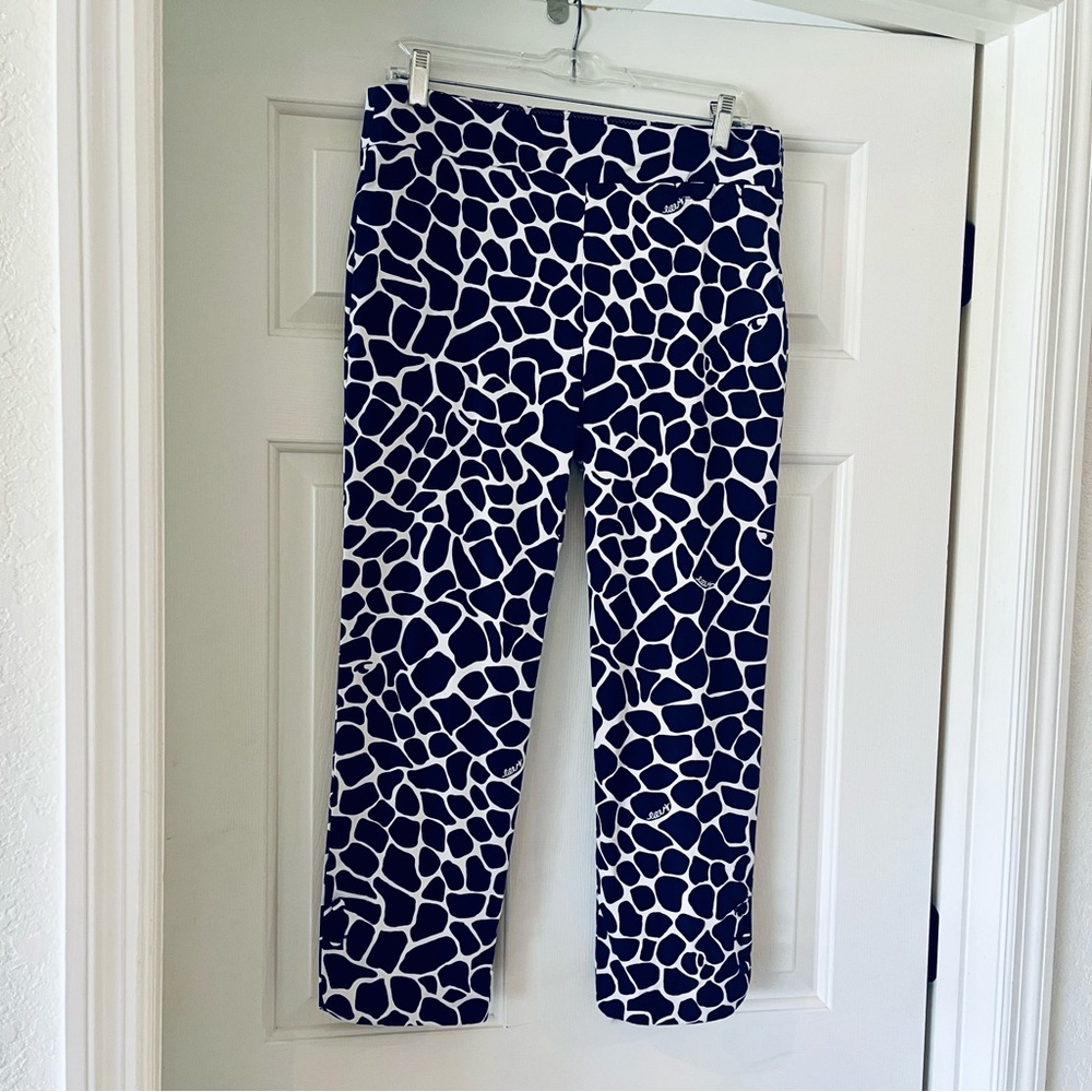 Lilly Pulitzer Palm Beach Fit Giraffe Print Crop Pants 3 side buttons Size 6 EC